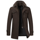Winter Jacket - Men's Zip-Up Single Breasted Wool Jacket-Winterjacken-Chaps London-Brown-XS-Chaps London