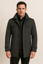 Winter Jacket - Men's Zip-Up Single Breasted Wool Jacket-Winterjacken-Chaps London-Chaps London