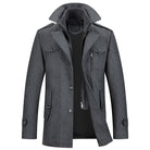 Winter Jacket - Men's Zip-Up Single Breasted Wool Jacket-Winterjacken-Chaps London-Gray-XS-Chaps London