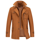 Winter Jacket - Men's Zip-Up Single Breasted Wool Jacket-Winterjacken-Chaps London-Khaki-XS-Chaps London
