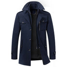 Winter Jacket - Men's Zip-Up Single Breasted Wool Jacket-Winterjacken-Chaps London-Navy Blue-XS-Chaps London