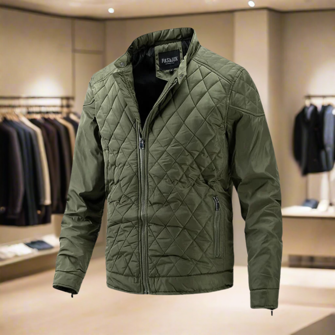 Winter Jacket - Padded Quilted Men's Down Jacket-Down Jacket-Chaps London-Green-M-Chaps London