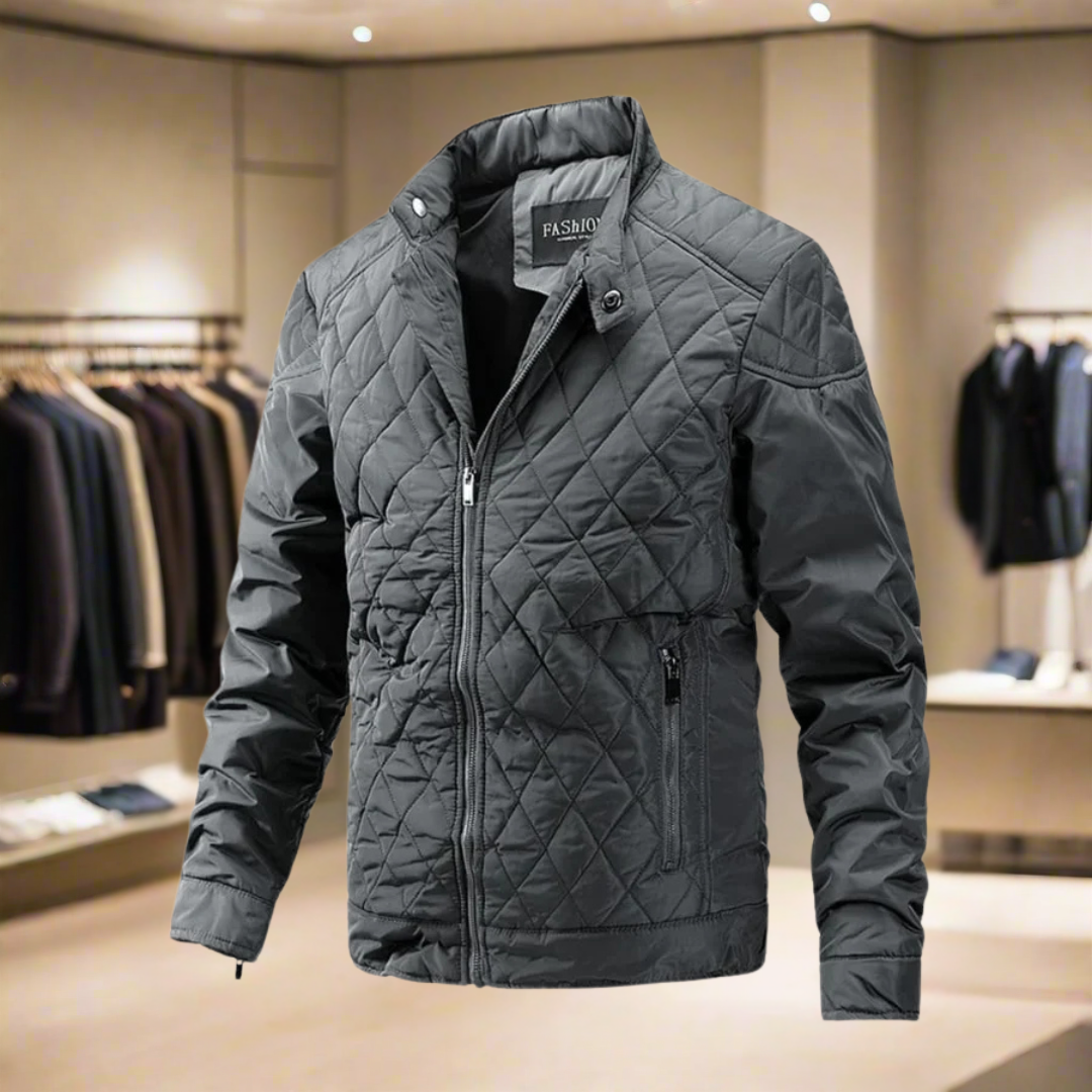 Winter Jacket - Padded Quilted Men's Down Jacket-Down Jacket-Chaps London-Grey-M-Chaps London