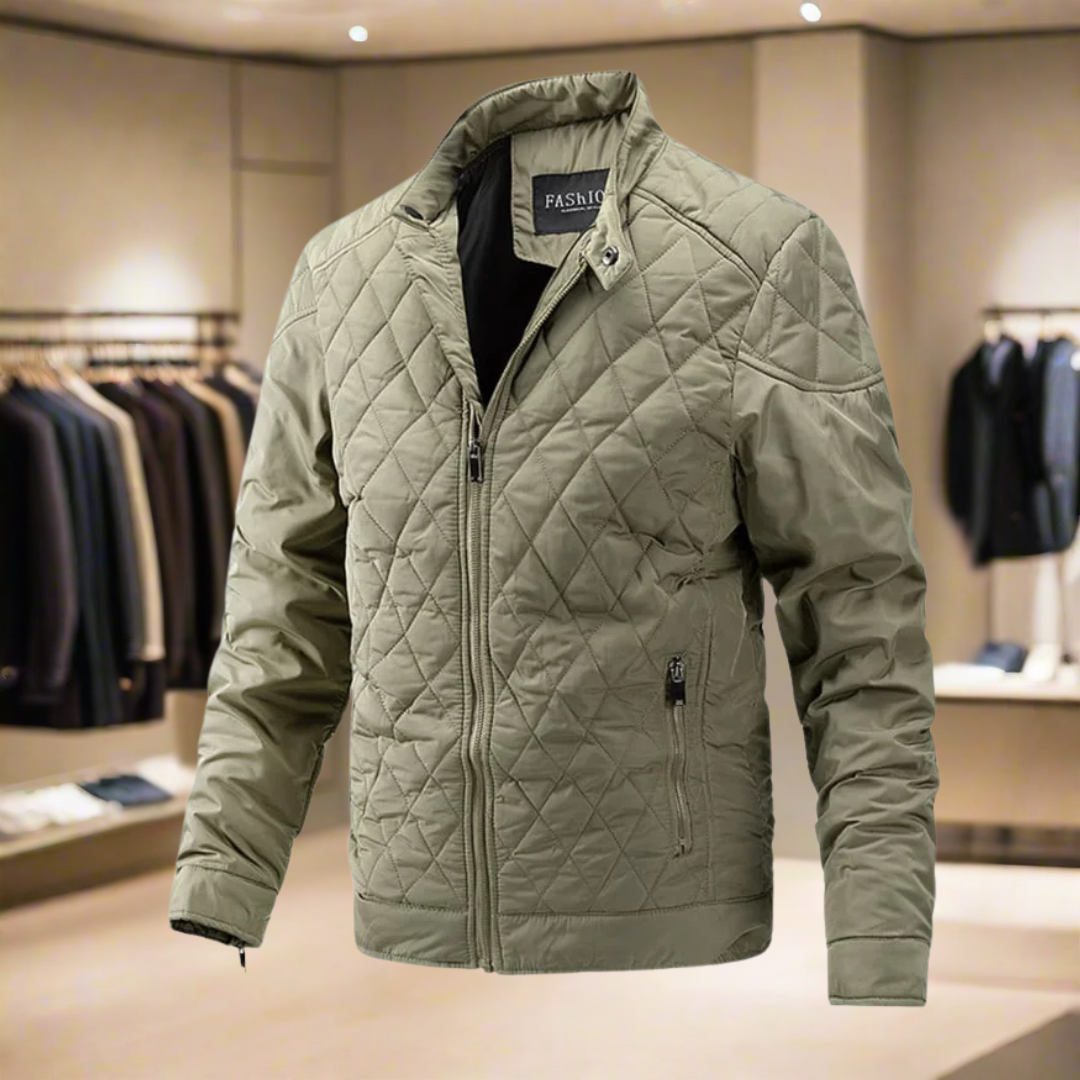 Winter Jacket - Padded Quilted Men's Down Jacket-Down Jacket-Chaps London-Khaki-M-Chaps London