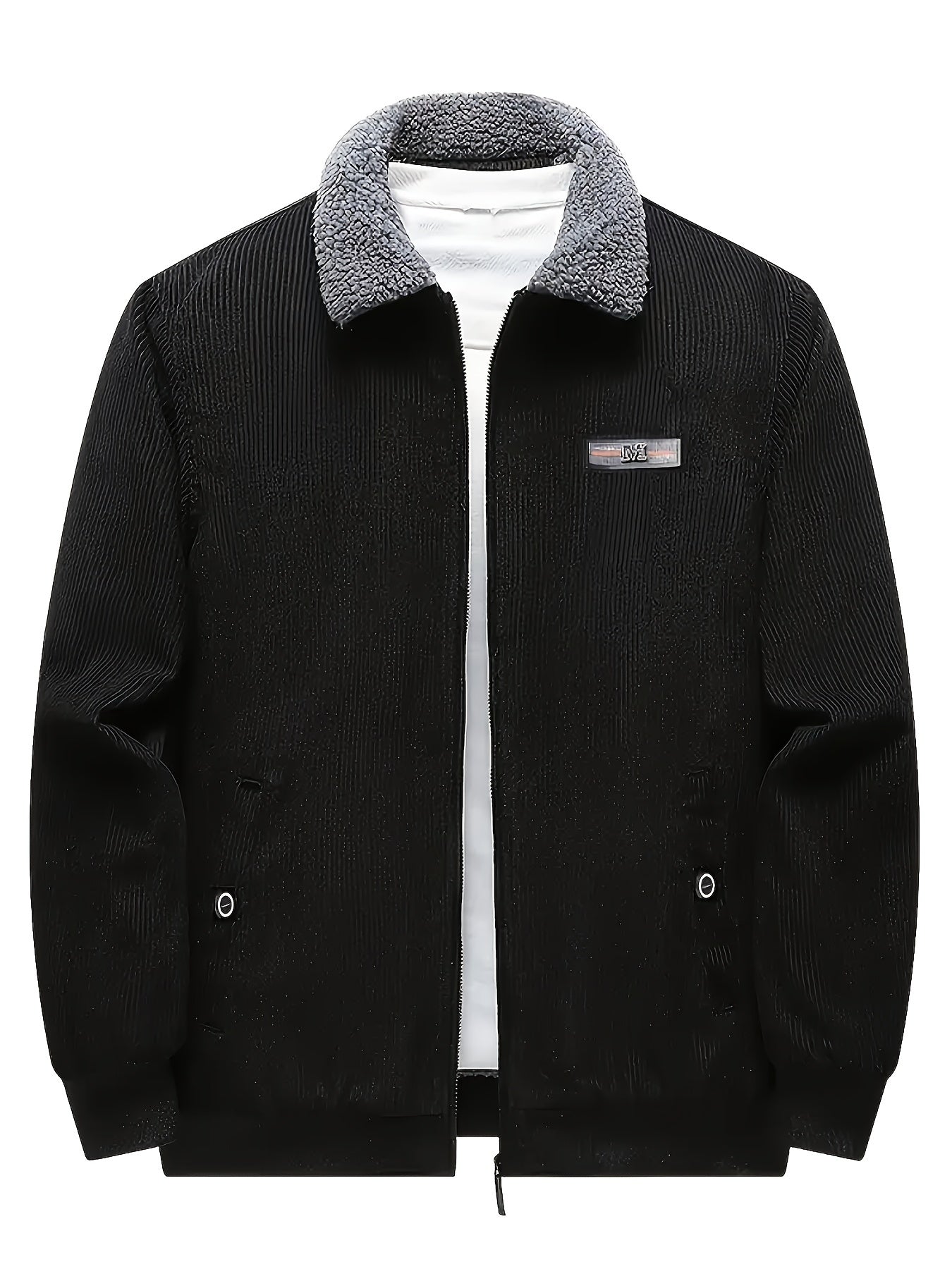 Winter Jacket | Zip-Up | Corduroy | Fleece Lined Jacket | Men's Jacket-Jackets-Chaps London-Black-S-Chaps London