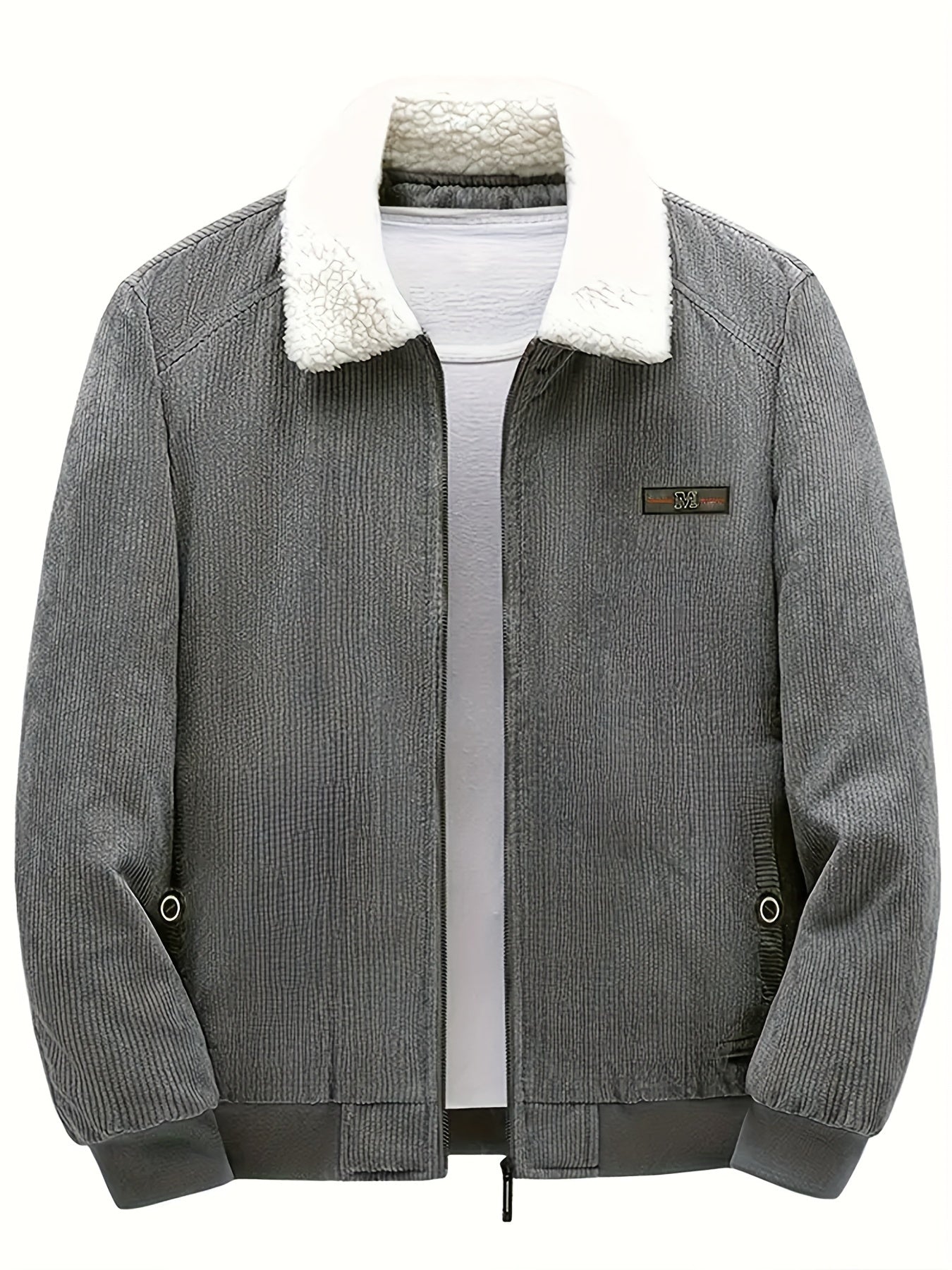 Winter Jacket | Zip-Up | Corduroy | Fleece Lined Jacket | Men's Jacket-Jackets-Chaps London-Grey-S-Chaps London
