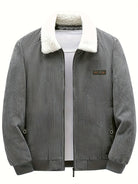 Winter Jacket | Zip-Up | Corduroy | Fleece Lined Jacket | Men's Jacket-Jackets-Chaps London-Grey-S-Chaps London