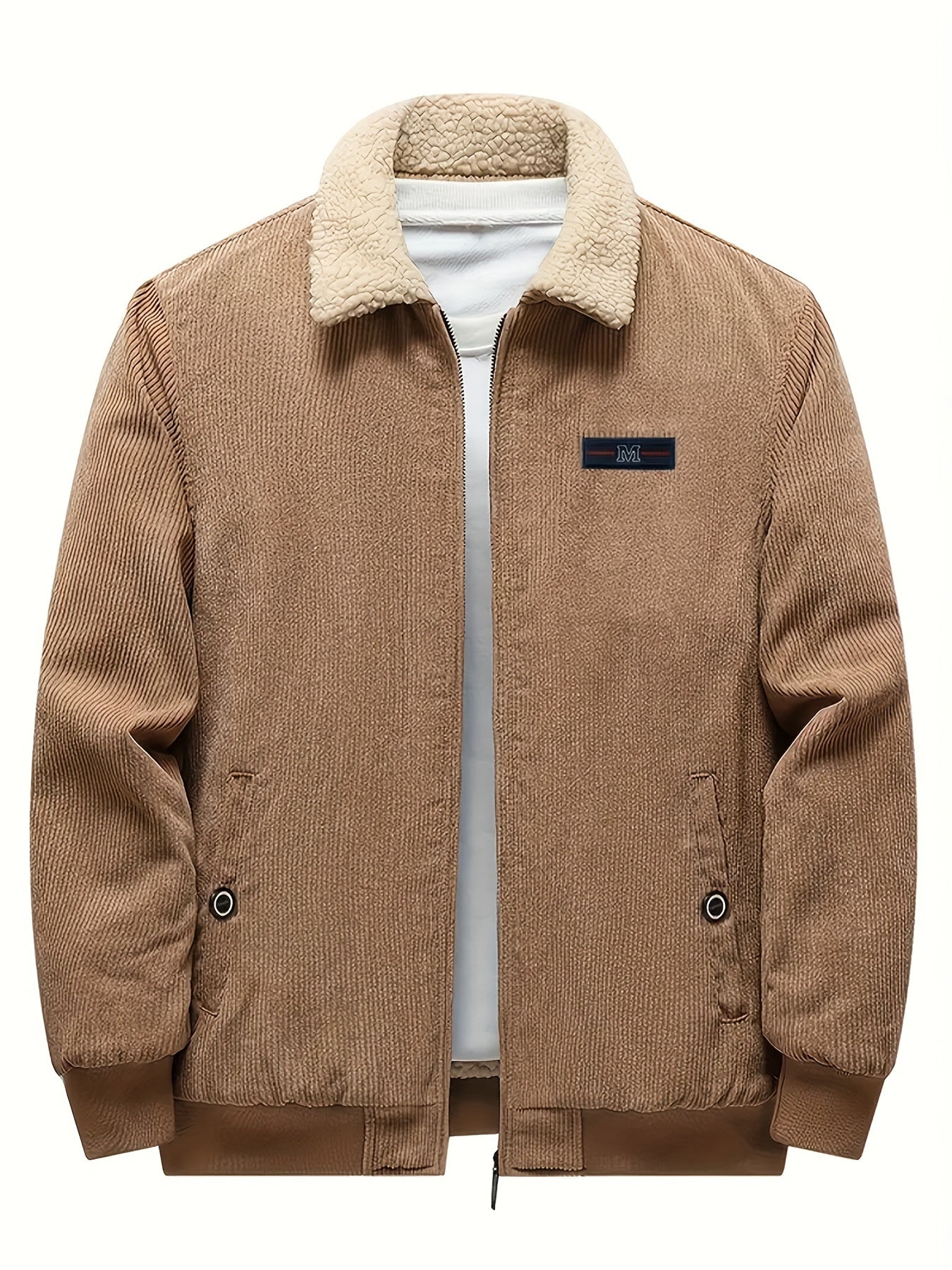 Winter Jacket | Zip-Up | Corduroy | Fleece Lined Jacket | Men's Jacket-Jackets-Chaps London-Khaki-S-Chaps London