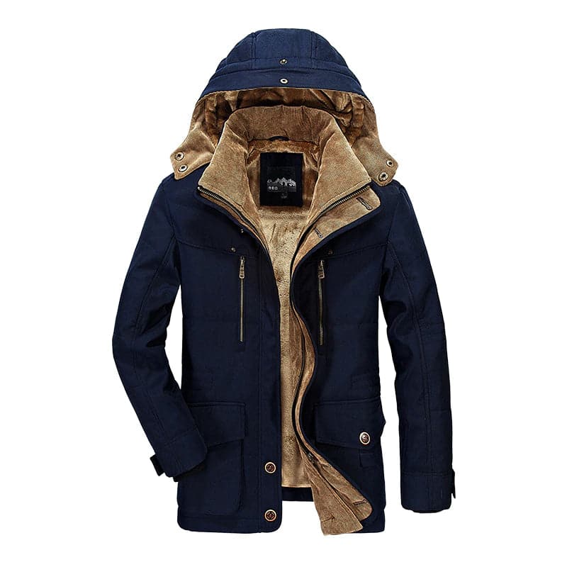 Winter Parka | Hooded | Fleece Lined | Snow Jacket | Male Winter Jackets-Winter Parka Jacket-Chaps London-Blue-M-Chaps London