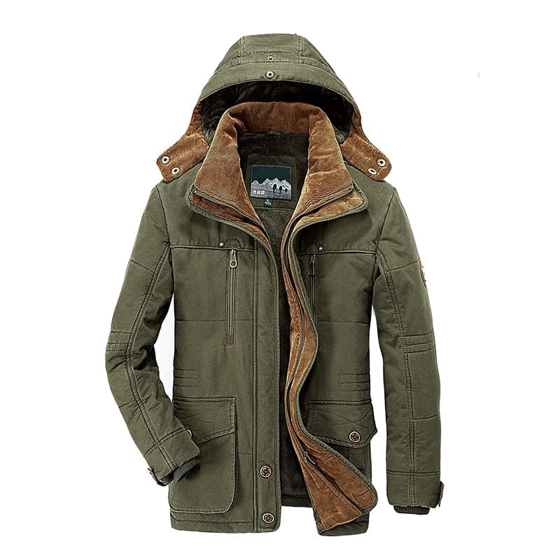 Winter Parka | Hooded | Fleece Lined | Snow Jacket | Male Winter Jackets-Winter Parka Jacket-Chaps London-Green-M-Chaps London