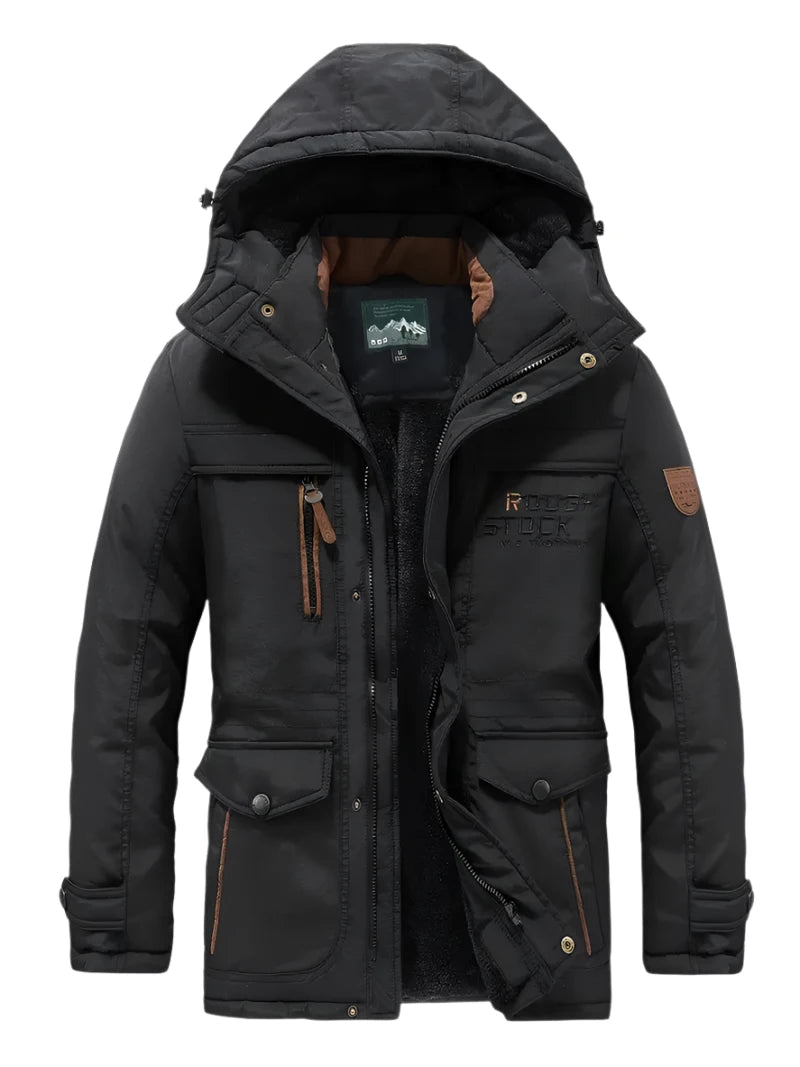 Winter Parka | Hooded | Weatherproof | Fleece Lined Jacket | Men's Winter Jacket-Jackets-Chaps London-Black-S-Chaps London
