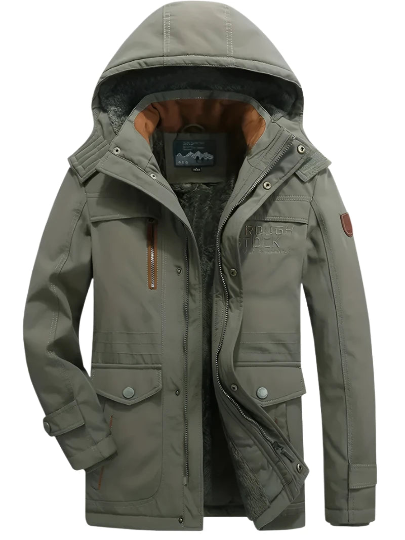 Winter Parka | Hooded | Weatherproof | Fleece Lined Jacket | Men's Winter Jacket-Jackets-Chaps London-Green-S-Chaps London
