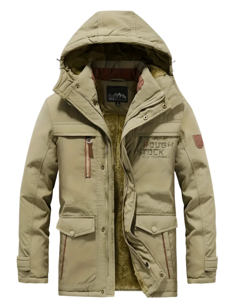 Winter Parka | Hooded | Weatherproof | Fleece Lined Jacket | Men's Winter Jacket-Jackets-Chaps London-Khaki-S-Chaps London
