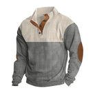 Winter Pullover - Elbow Patches - Button Neck - Sweater - Men's Clothing-Men's Pullover Sweater-Chaps London-Grey-S-Chaps London