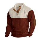 Winter Pullover - Elbow Patches - Button Neck - Sweater - Men's Clothing-Men's Pullover Sweater-Chaps London-Red-S-Chaps London