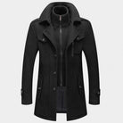 Wool Coat - Men's Mid Length Zip Up Jacket-Men's Wool Coat-Chaps London-Black-S-Chaps London