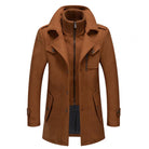 Wool Coat - Men's Mid Length Zip Up Jacket-Men's Wool Coat-Chaps London-Brown-S-Chaps London
