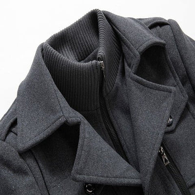 Wool Coat - Men's Mid Length Zip Up Jacket-Men's Wool Coat-Chaps London-Chaps London