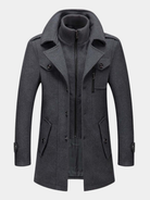 Wool Coat - Men's Mid Length Zip Up Jacket-Men's Wool Coat-Chaps London-Chaps London