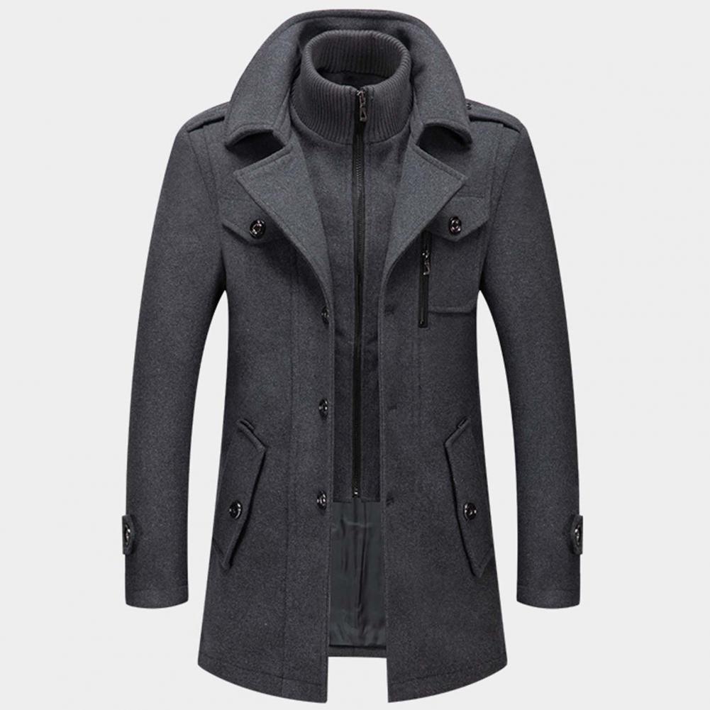 Wool Coat - Men's Mid Length Zip Up Jacket-Men's Wool Coat-Chaps London-Grey-S-Chaps London