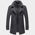 Wool Coat - Men's Mid Length Zip Up Jacket-Men's Wool Coat-Chaps London-Grey-S-Chaps London