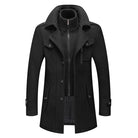 Wool Jacket | Double Layer | Single Breasted | Winter Trench Coat | Men's Winter Jacket -Chaps London-Black-S-Chaps London