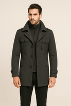 Wool Jacket | Double Layer | Single Breasted | Winter Trench Coat | Men's Winter Jacket -Chaps London-Chaps London