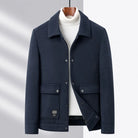 Wool Jacket - Men's Short Button-Up Jacket with Pockets-Chaps London-Blue-M-Chaps London