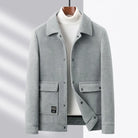 Wool Jacket - Men's Short Button Up with Pockets-Coats & Jackets-Chaps London-Gray-M-Chaps London