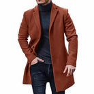 Wool Jacket - Single Breasted - Mid Length - Wool Trench Coat - Men's Winter Jacket-Chaps London-Brown-M-Chaps London