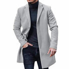 Wool Jacket - Single Breasted - Mid Length - Wool Trench Coat - Men's Winter Jacket-Chaps London-Grey-M-Chaps London