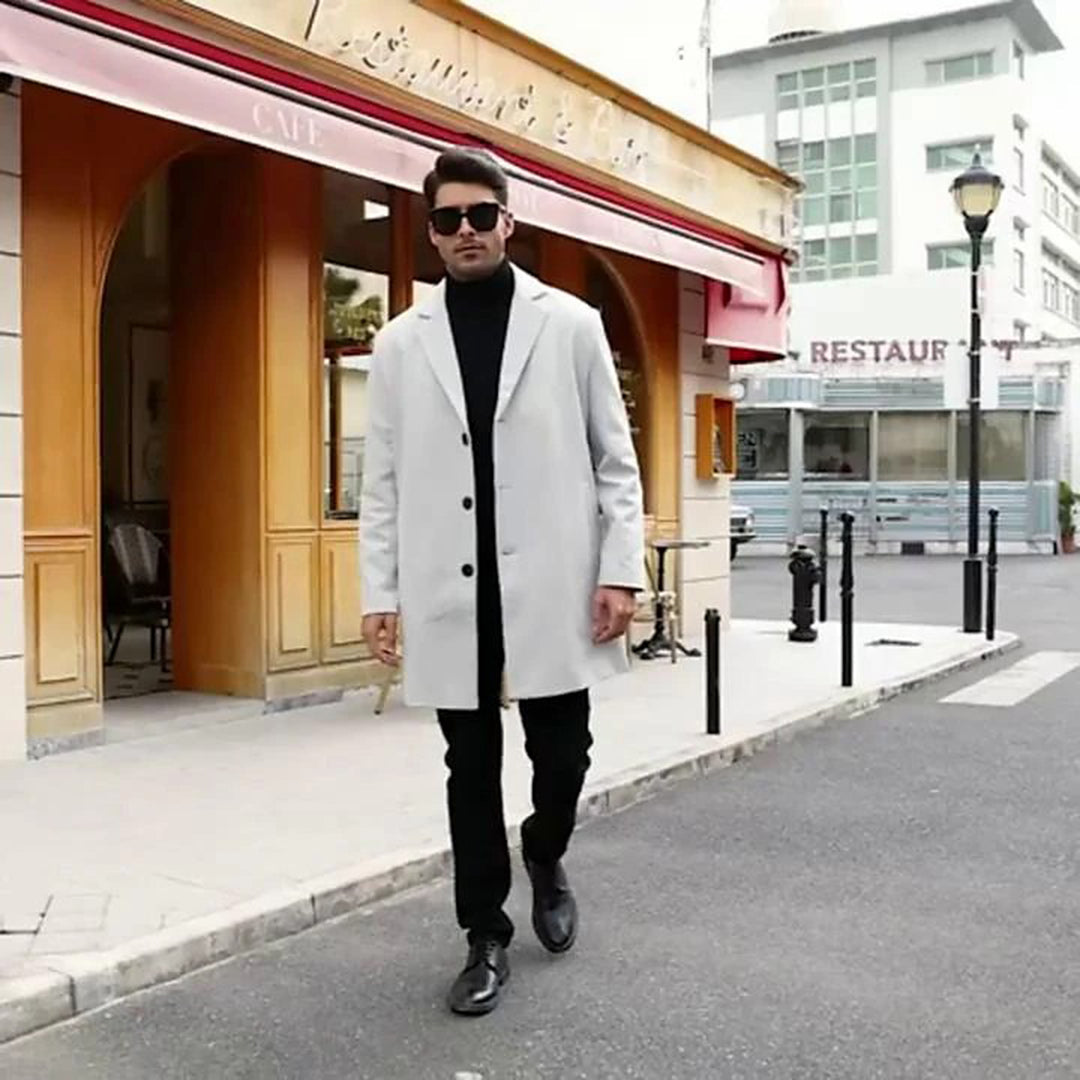 Wool Trench Coat - Men's Mid Length Single Breasted-Trench Coats-Chaps London-Chaps London