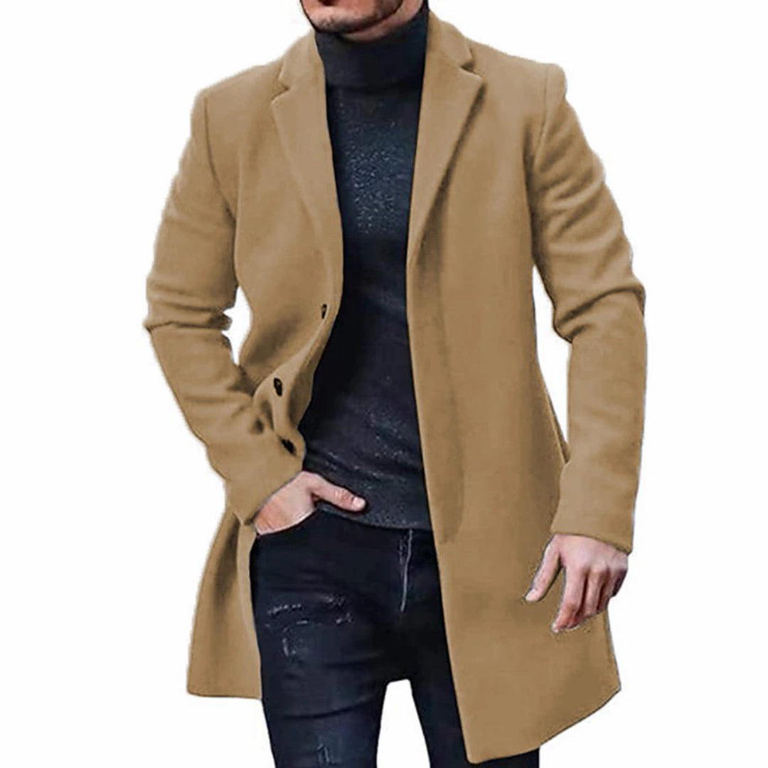 Wool Trench Coat - Men's Mid Length Single Breasted-Trench Coats-Chaps London-Chaps London