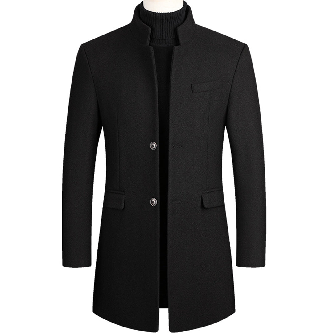 Wool Trench Coat - Single Breasted - Mid Length - Trench Coat - Men's Jackets -Fashion Men Others All-year-Chaps London-Black-M-Chaps London