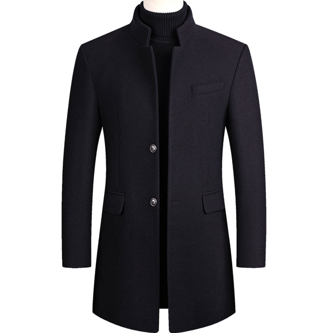Wool Trench Coat - Single Breasted - Mid Length - Trench Coat - Men's Jackets -Fashion Men Others All-year-Chaps London-Navy Blue-M-Chaps London