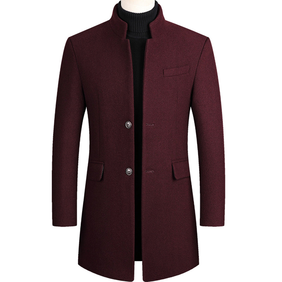 Wool Trench Coat - Single Breasted - Mid Length - Trench Coat - Men's Jackets -Fashion Men Others All-year-Chaps London-Wine Red-M-Chaps London