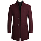Wool Trench Coat - Single Breasted - Mid Length - Trench Coat - Men's Jackets -Fashion Men Others All-year-Chaps London-Wine Red-M-Chaps London