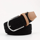 Woven Belt - Men's Braided Stretch Leather Trim-Men's Belt-Chaps London-Black-30-34-Chaps London