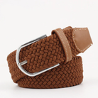 Woven Belt - Men's Braided Stretch Leather Trim-Men's Belt-Chaps London-Brown-30-34-Chaps London