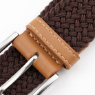 Woven Belt - Men's Braided Stretch Leather Trim-Men's Belt-Chaps London-Dark Brown-30-34-Chaps London