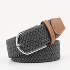 Woven Belt - Men's Braided Stretch Leather Trim-Men's Belt-Chaps London-Grey-30-34-Chaps London