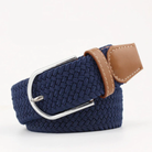 Woven Belt - Men's Braided Stretch Leather Trim-Men's Belt-Chaps London-Navy-30-34-Chaps London