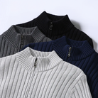 Zip Cardigan - Men's Comfy Long Sleeve Ribbed Knit Cardigan-Cardigan-Chaps London-Chaps London