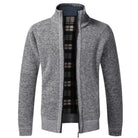 Zip-Up Cardigan | Full Zip | Long Sleeve | Knitted Cardigan | Men's Clothing-Fashion Men Jacket Bomber Fall-Chaps London-Light Gray-XS-Chaps London