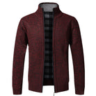 Zip-Up Cardigan | Full Zip | Long Sleeve | Knitted Cardigan | Men's Clothing-Fashion Men Jacket Bomber Fall-Chaps London-Wine Red-XS-Chaps London
