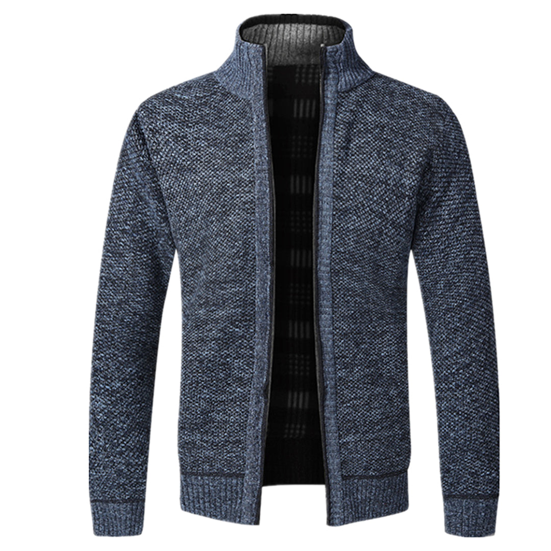 Zip Up Cardigan - Men's Knitted Long Sleeve-Fashion Men Jacket Bomber Fall-Chaps London-Blue-XS-Chaps London