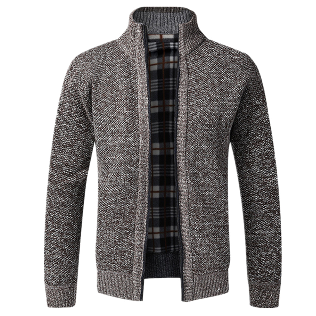 Zip Up Cardigan - Men's Knitted Long Sleeve-Fashion Men Jacket Bomber Fall-Chaps London-Coffee-XS-Chaps London