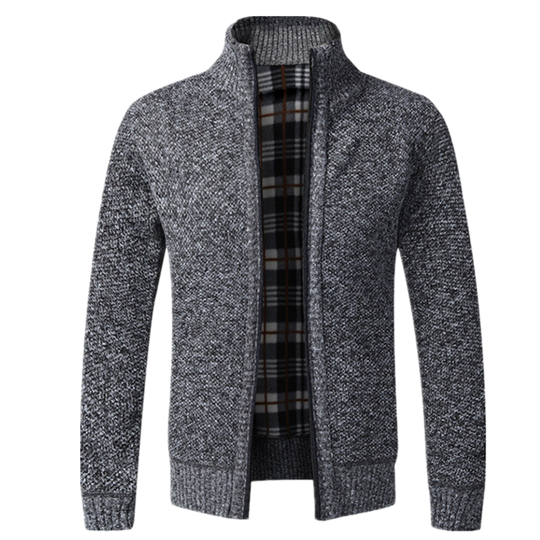 Zip Up Cardigan - Men's Knitted Long Sleeve-Fashion Men Jacket Bomber Fall-Chaps London-Dark Gray-XS-Chaps London