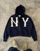 Zip-Up Hoodie | Comfy | Cotton | NY Hoodie | Men's Hoodie-Hoodies-Chaps London-Blue-S-Chaps London