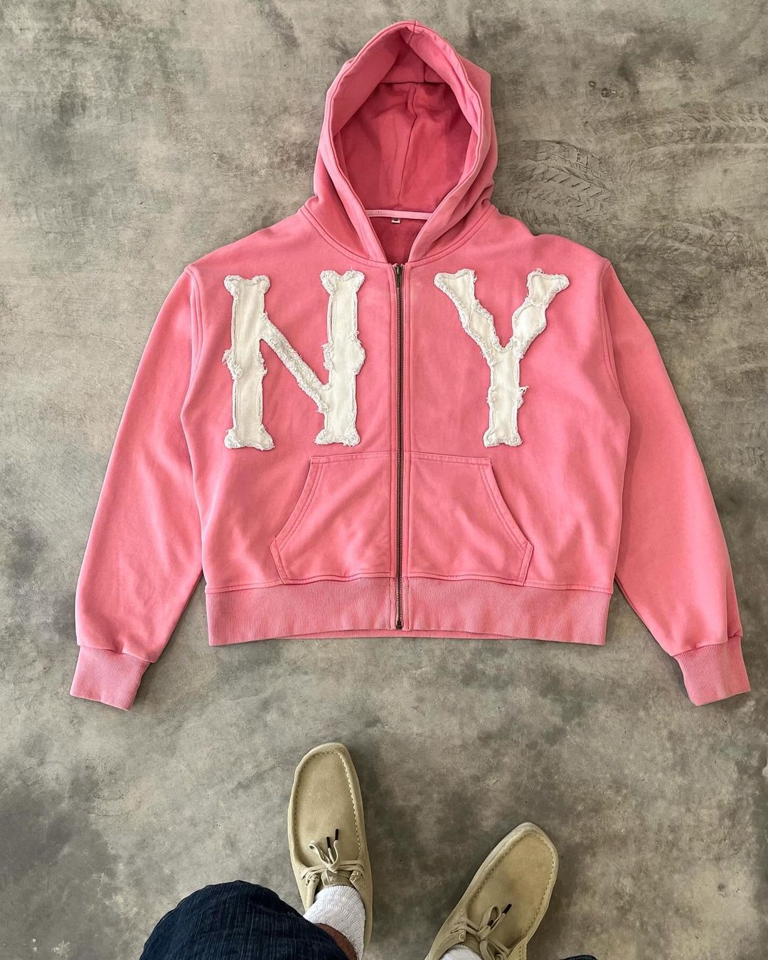Zip-Up Hoodie | Comfy | Cotton | NY Hoodie | Men's Hoodie-Hoodies-Chaps London-Pink-S-Chaps London